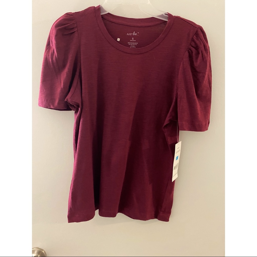 Burgundy Puff Sleeve Top